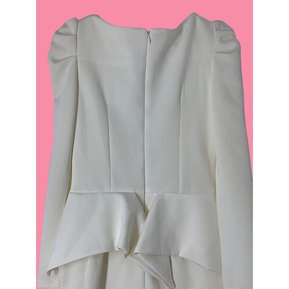 Womens Blingor White Scuba Bling Embellished Peplum Dress Size Small 4/6 5203 - Picture 11 of 14